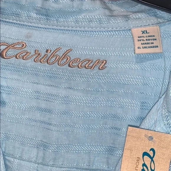 Caribbean Roundtree & Yorke Blue Linen Shirt New - Picture 3 of 9